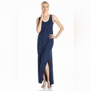 Dkny | Dresses | Dkny Linen Relaxed Fit V Neck Black Maxi Dress With Side  Slits | Poshmark